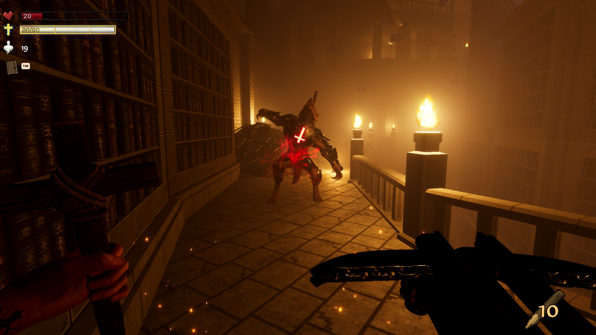 A werewolf taking a stake at close range